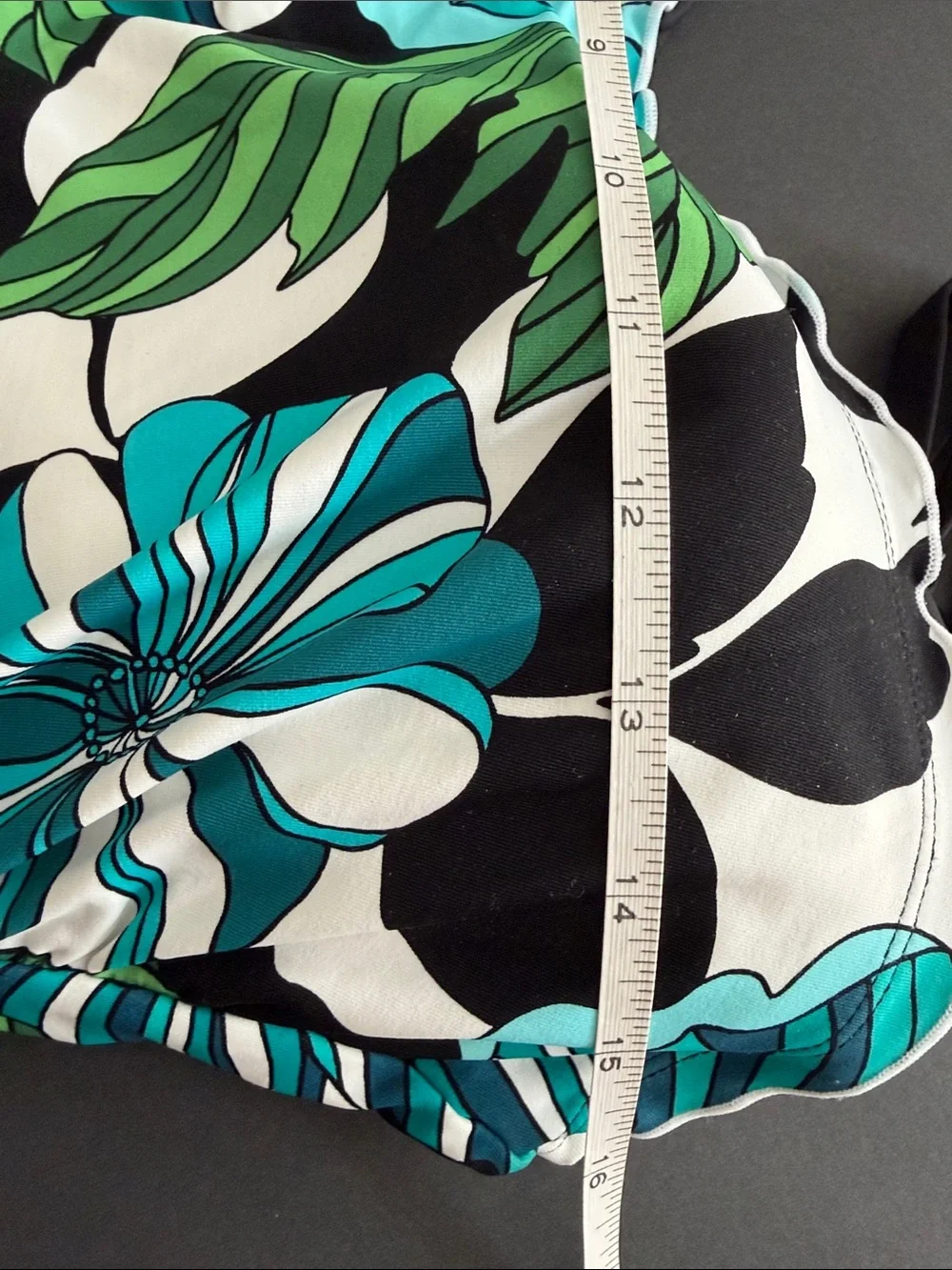 Beach House One-Piece Swim suit Teal, Green & Black Floral